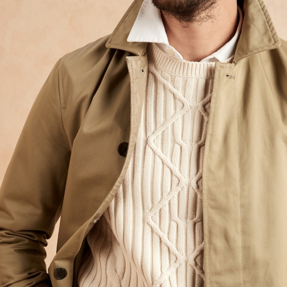 Banana Republic Tan/Beige M Men's Jacket (Trench/Raincoat)